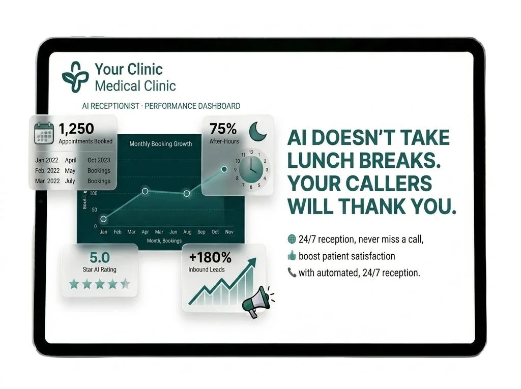 AI Receptionist performance dashboard mockup
