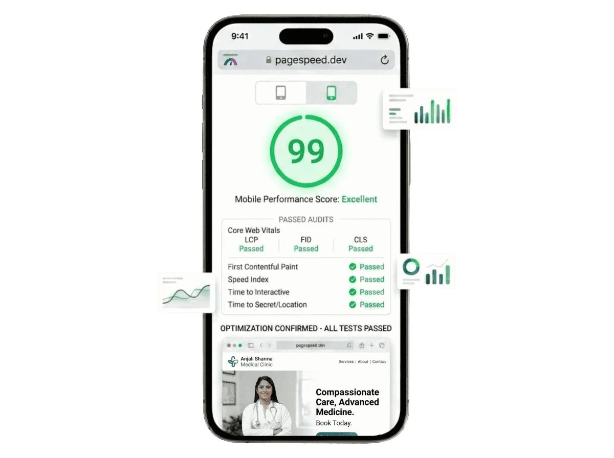 PageSpeed Insights mobile performance mockup